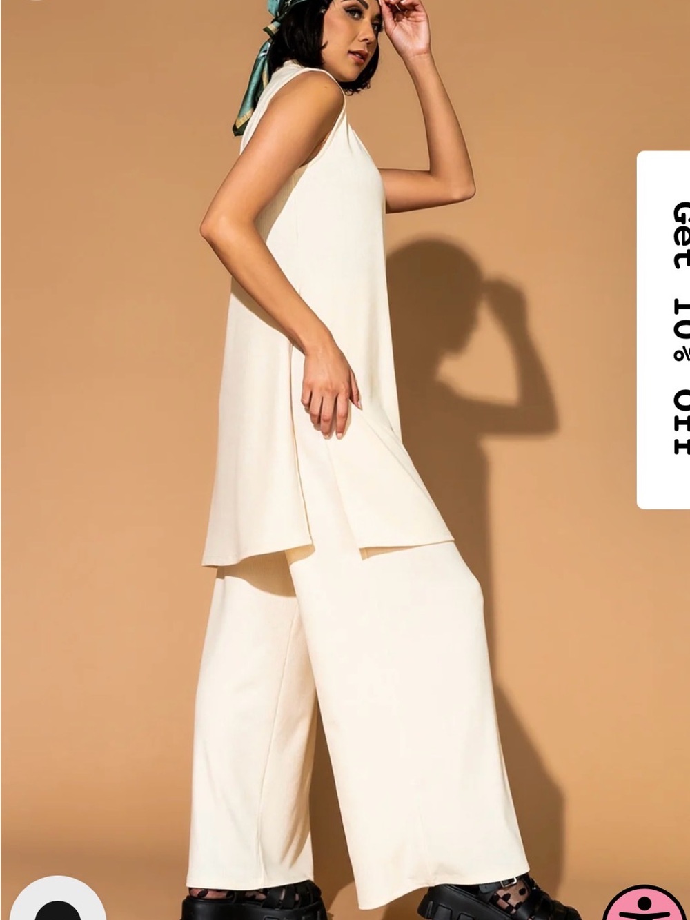 Dressed in LALA Sleeveless Wide-Leg pantsuit set in PINK